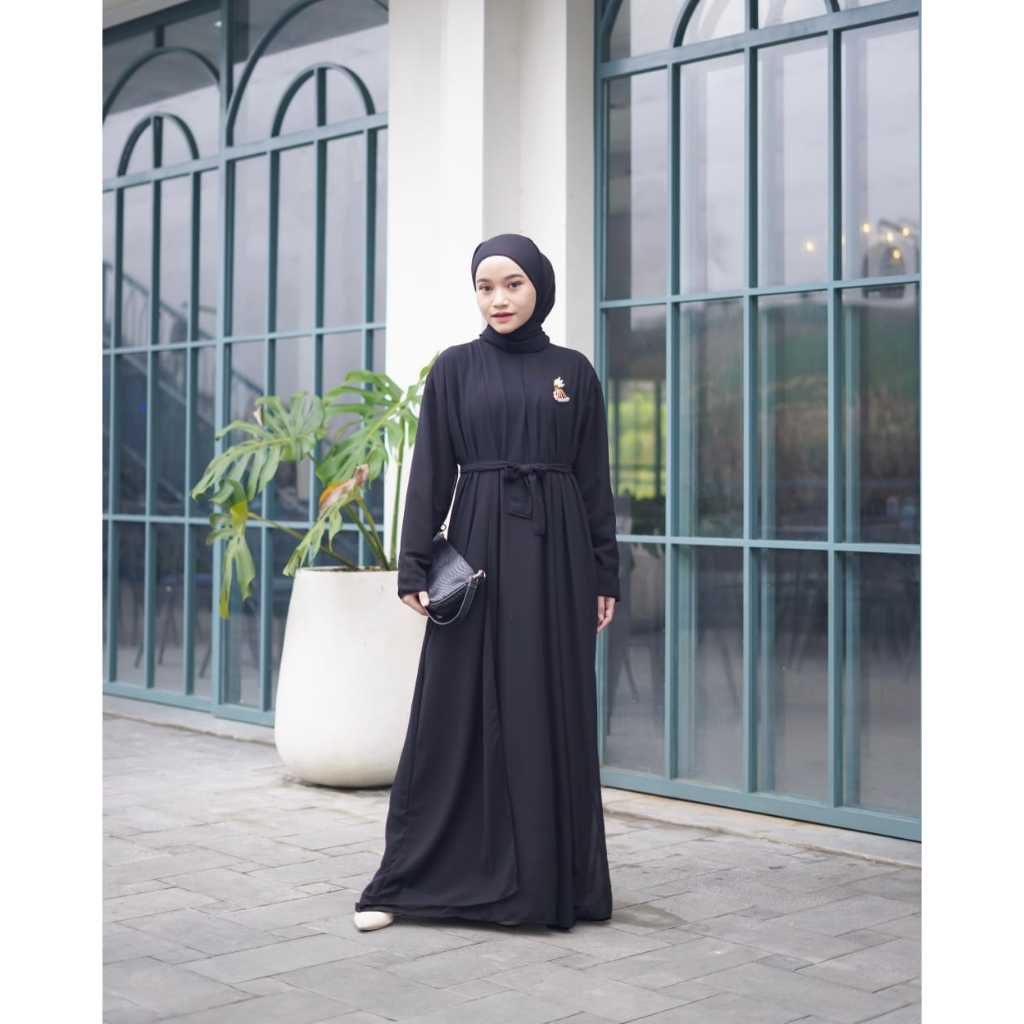 Kiukiu Helwa Abaya set - Gamis abaya wanita set Pashmina Set Abaya Muslim Gamis+Outer+Pashmina