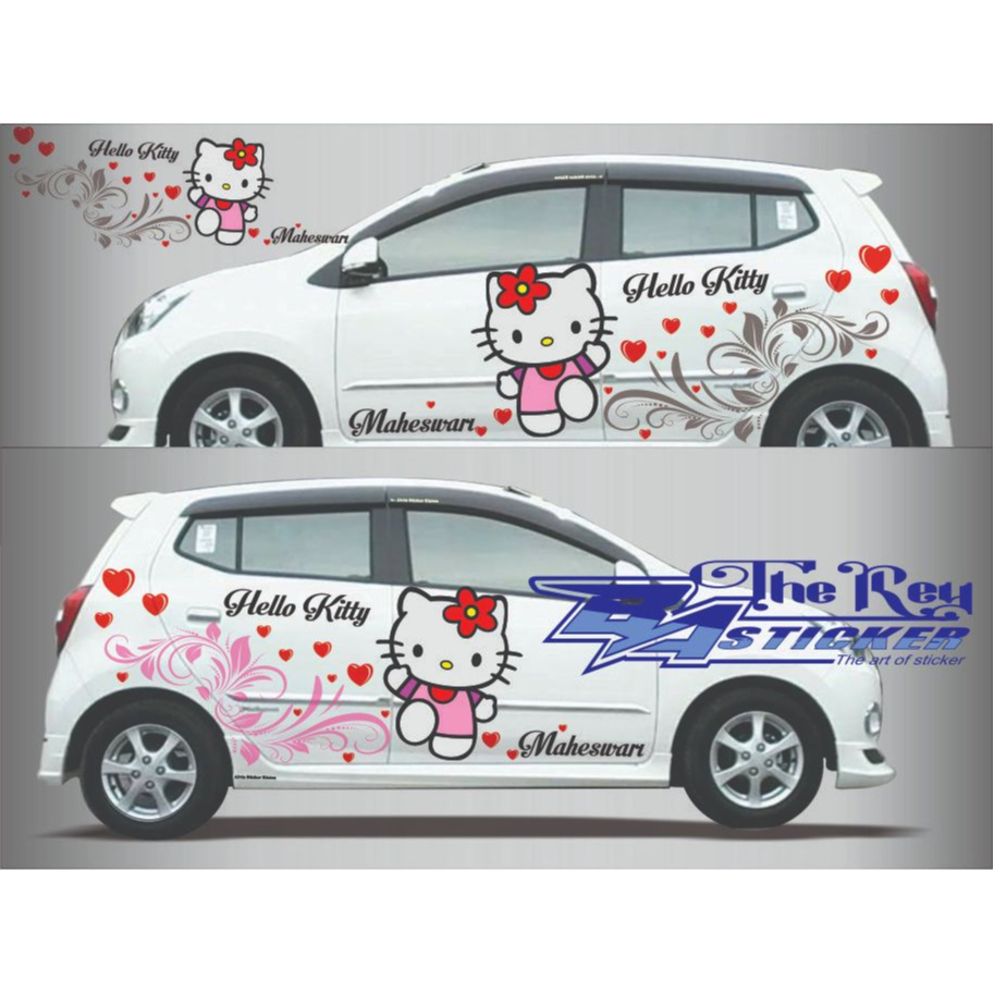 Stiker mobil motif hello kitty terbaru striping mobil ayla  daihatsu terios avanza xenia calya sigra
