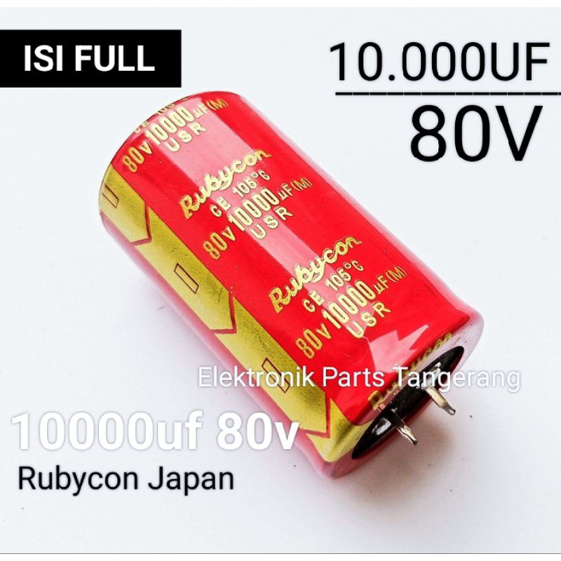 (1 BUAH) KAPASITOR ELCO 10000UF 80V RUBYCON JAPAN RED CAPACITOR ELCO 80V 10000UF RUBYCON RED ELCO RU