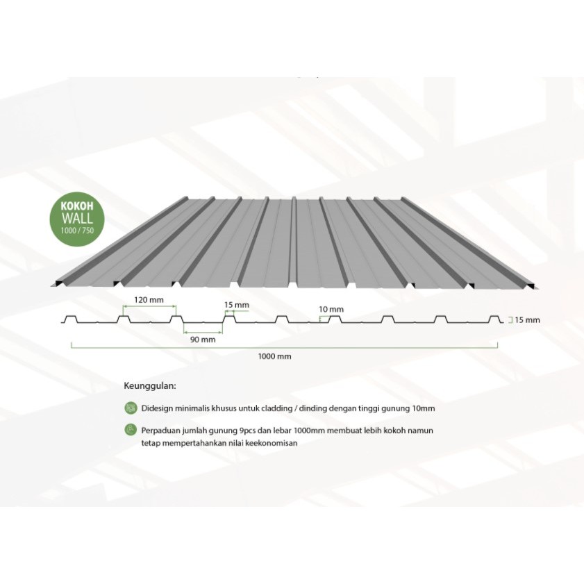 ATAP SPANDEK  KOKOH WALL 1000  TEBAL 0,30 - 0,50 MM