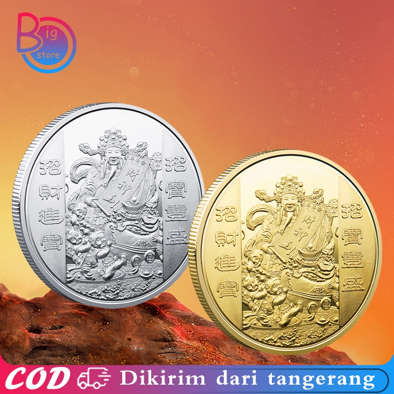 Koin Keberuntungan 4cm Koin Feng Shui Souvenir Gold Coin Feng Shui Dewa Rejeki Feng Shui