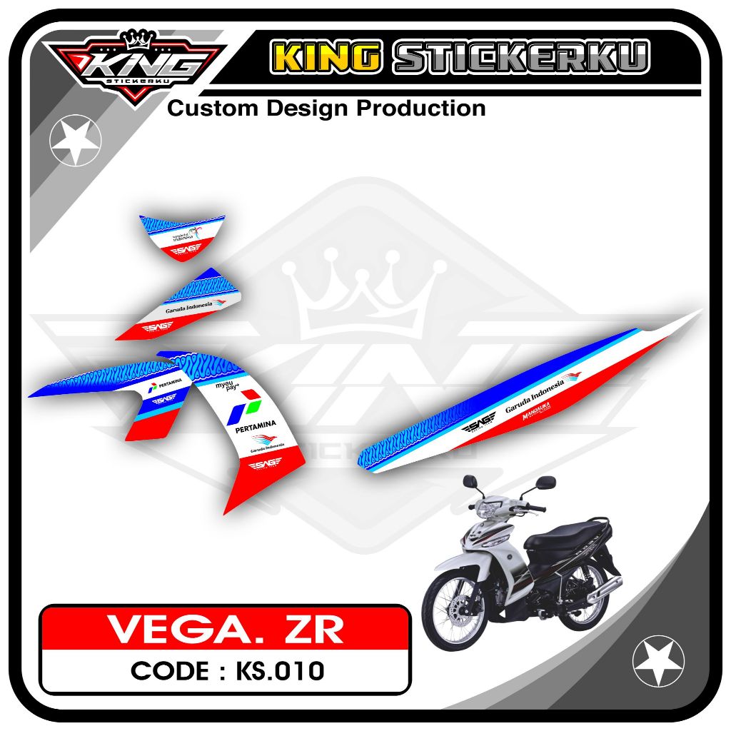 Stiker Variasi Vega ZR - Stiker Striping Standar Vega ZR Motif Racing KS.10