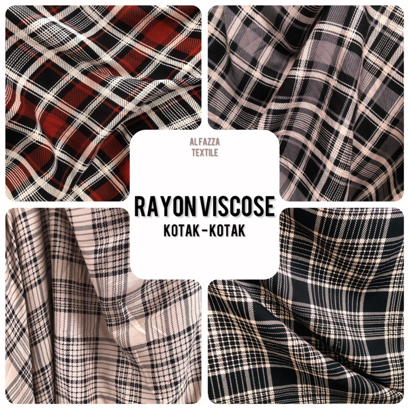 1/2 Meter Kain Katun Rayon Viscose Burbery Kotak Kotak | Katun Rayon Lembut Kain Rayon Motif Bahan K