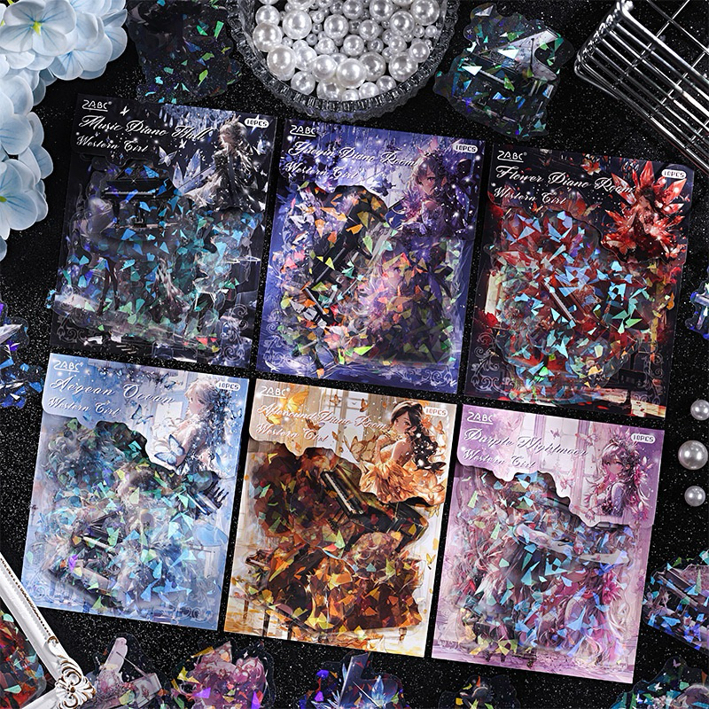 

(2BA) sticker transparan hologram karakter anime perempuan musik beautiful girl gown music