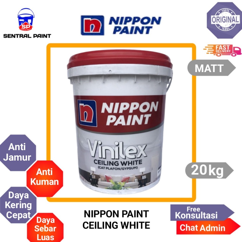 NIPPON VINILEX CEILING WHITE (25 KG) - CAT PLAFON & GYPSUM NIPPON PAINT