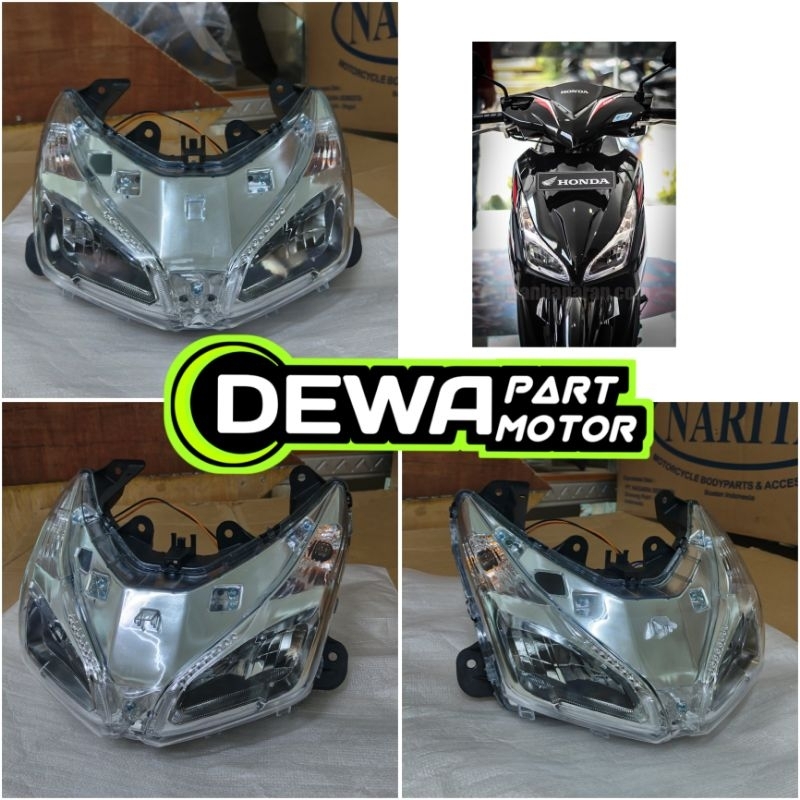 Reflektor lampu depan vario 110 fi led soket 7 stater kasar 2013-2019