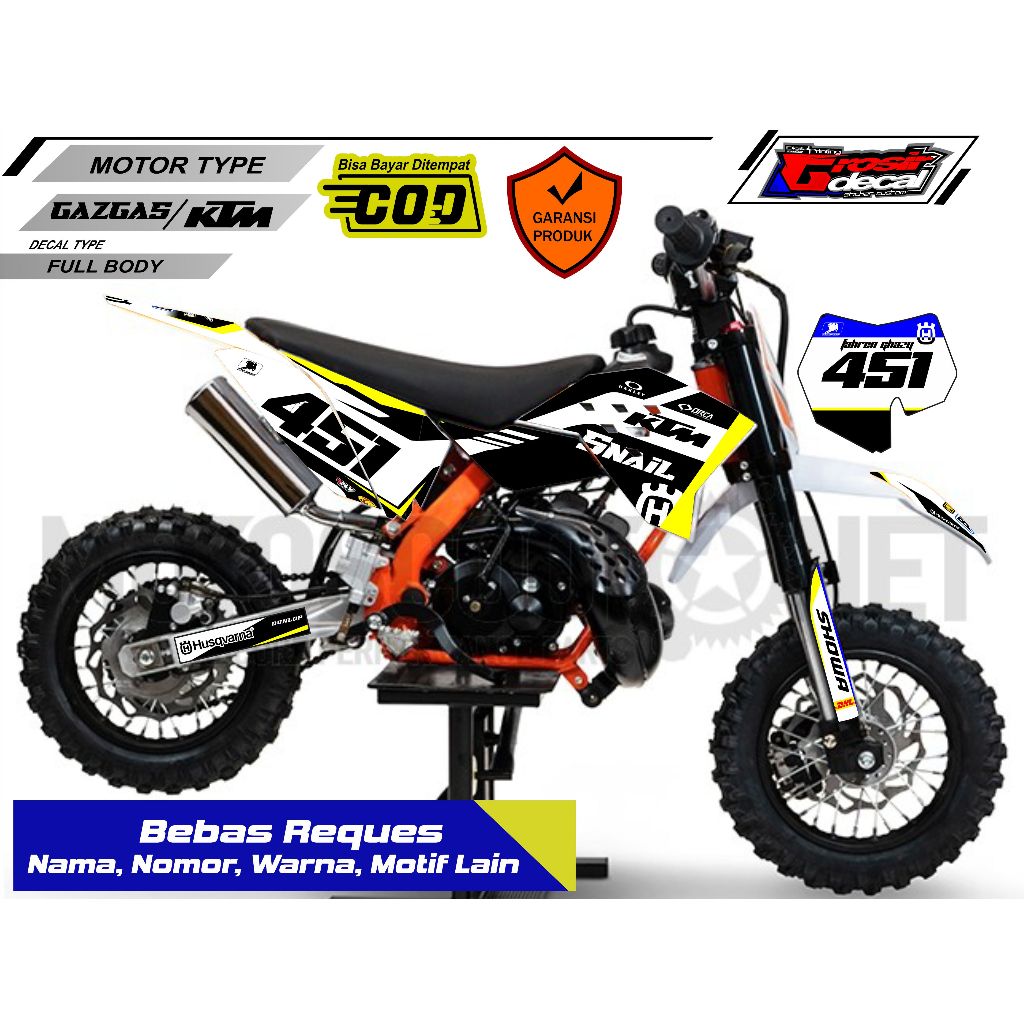Striping Sticker Mini Trail gazgas 50cc / KTM 50cc / SSR 50cc Full Body Bebas Reques