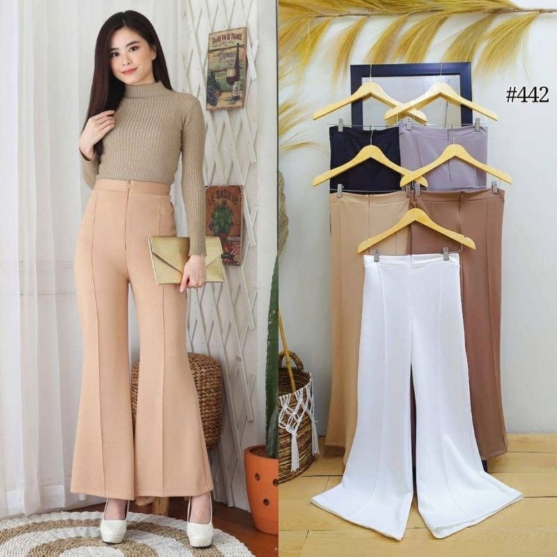 FLARE PANTS SCUBA ZIPPER // CUTBRAY CUBIT ZIPPER HIGHWAIST