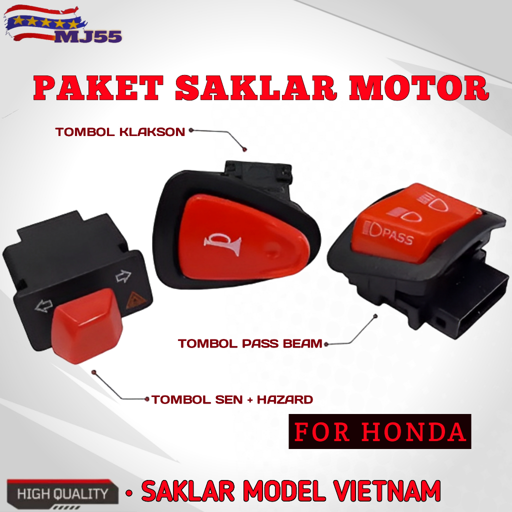 PAKET SAKLAR DIM PASS BEAM SAKLAR SEN HAZARD SAKLAR TOMBOL KLAKSON HONDA MODEL VIETNAM BEAT FI BEAT 