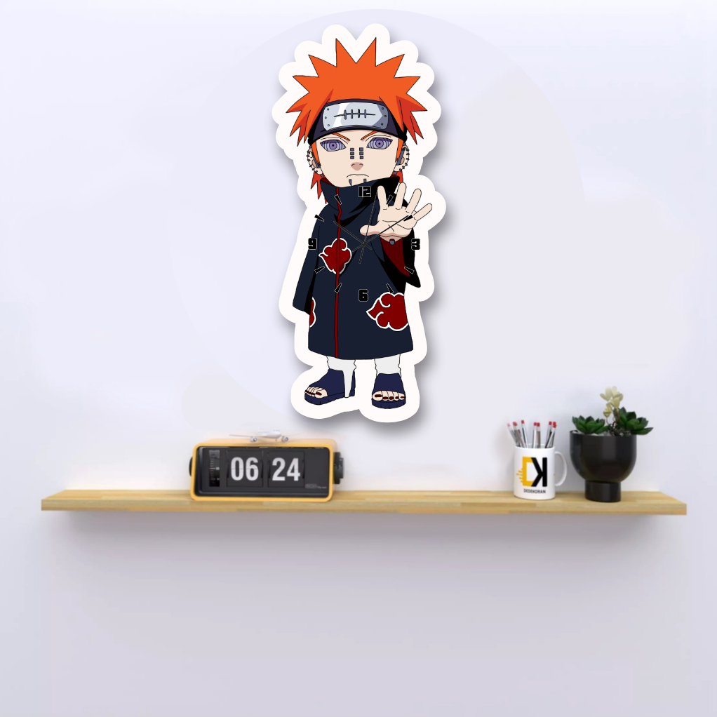 Jam Dinding Unik Aesthetic LED Gambar Anime NARUTO AKATSUKI PAIN