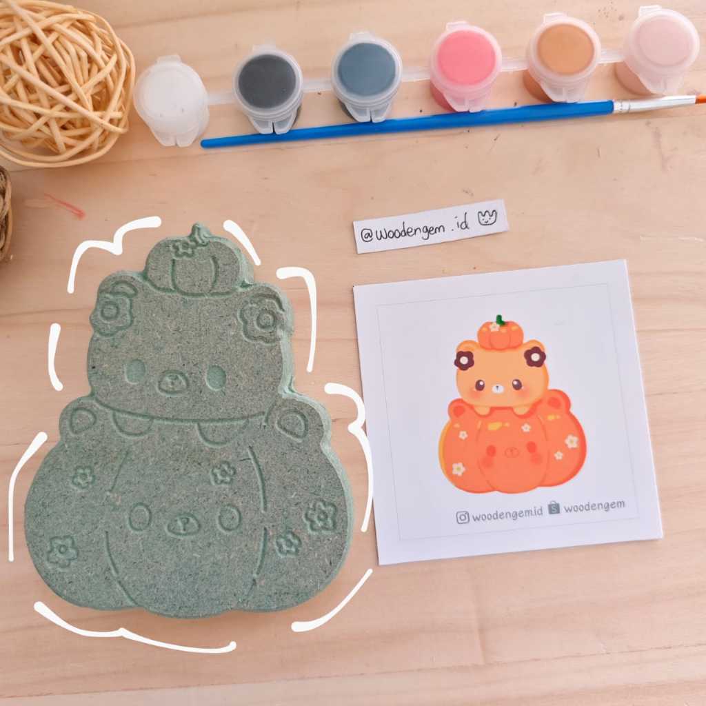 

DIY Wood Character Painting Mewarnai Melukis Kayu Karakter Bear Pumpkin | Woodengem