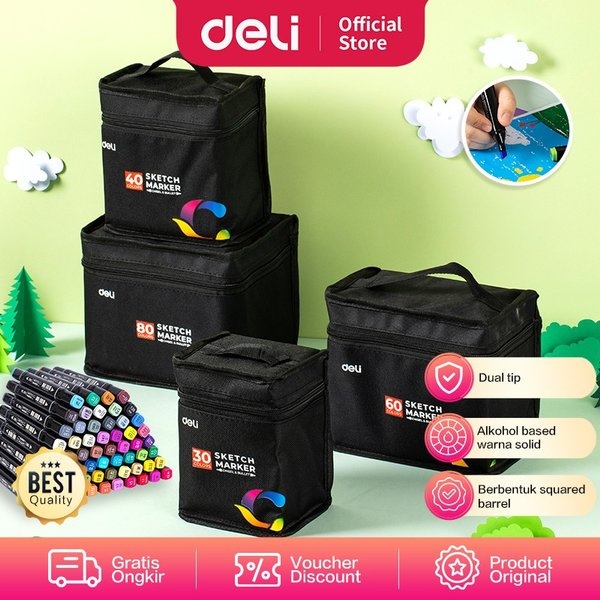 

DELI Sketch Marker/spidol anime/spidol warna ALCOHOL BASED INK 70806 set 30/40/60/80 warna