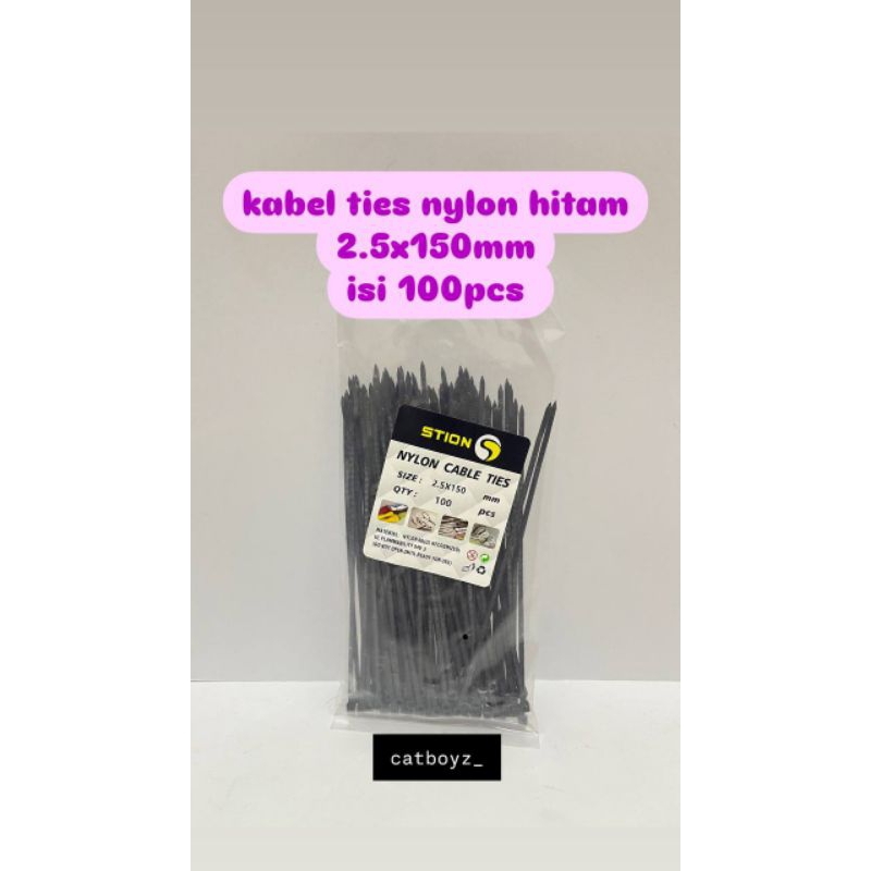 

kabel ties nylon hitam 2.5x150mm isi 100pcs