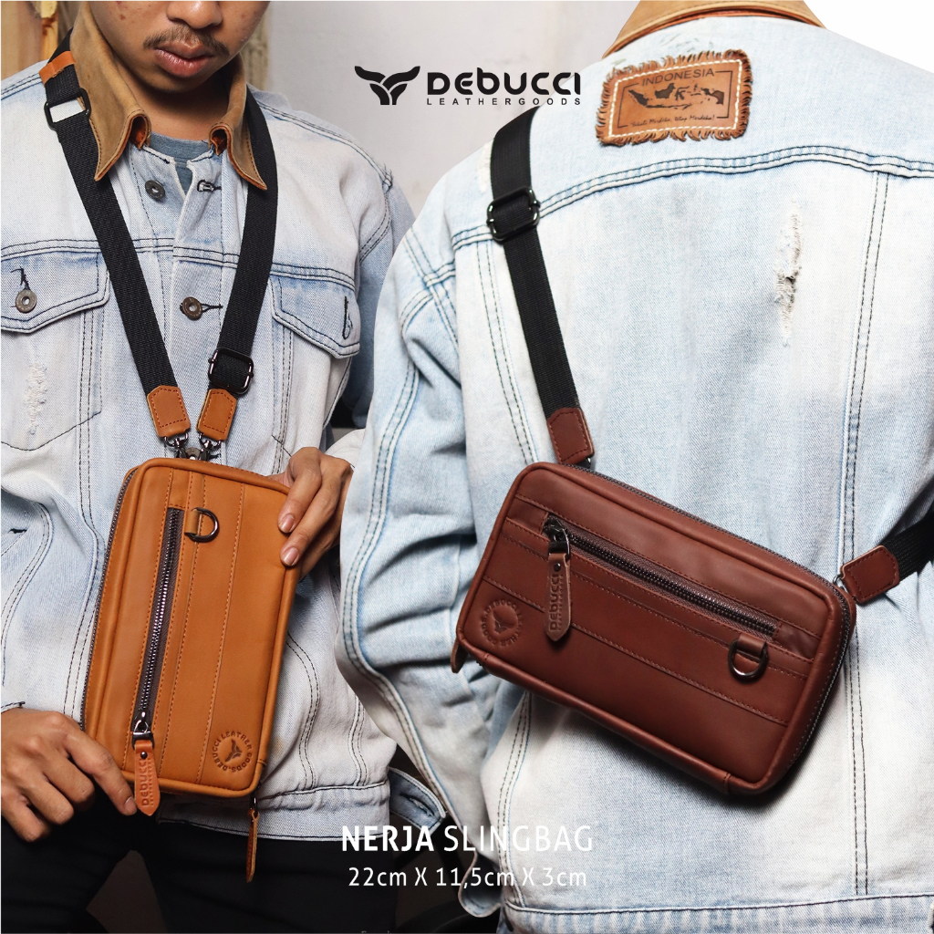 Debucci Leather goods - Nerja bag/Tas selempang 3 in 1 kulit sapi asli, Tas Selempang minibag terbar