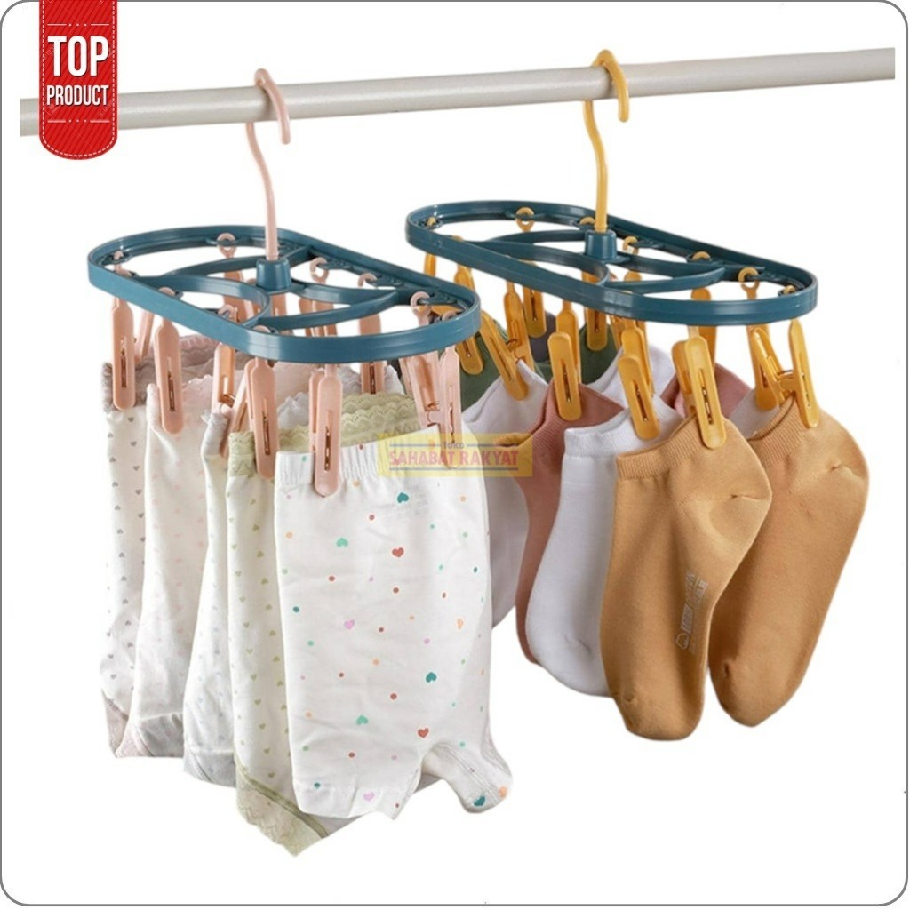 Hanger Jemuran Gantungan Kaos Kaki CD Oval 12 Jepit