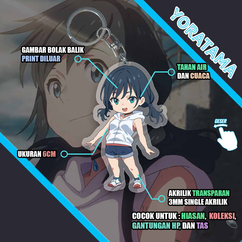 Gantungan Kunci Hina Amano Weathering With You, Keychain Anime Lucu