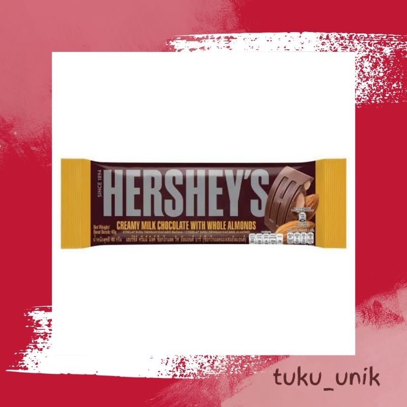 

Buy 1 get 1 (exp 07/25) beli 1 gratis 1, Hershey creamy milk chocolate with whole almonds, Coklat Hershey 40g (beli 1 dapat 2)