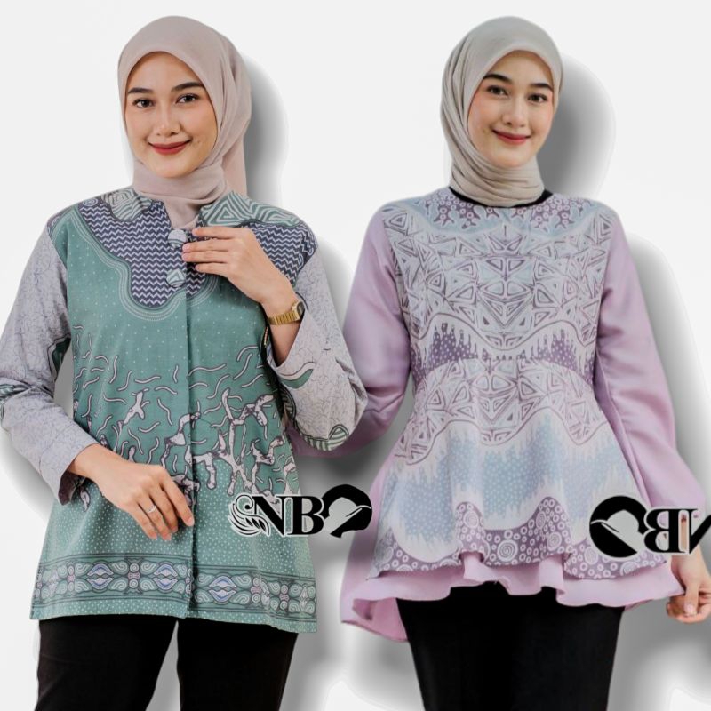 ATASAN BATIK OUTER BATIK WANITA SPESIAL WARNA HIJAU SAGE/HIJAU WARDAH BAJU BATIK KANTOR WANITA BATIK