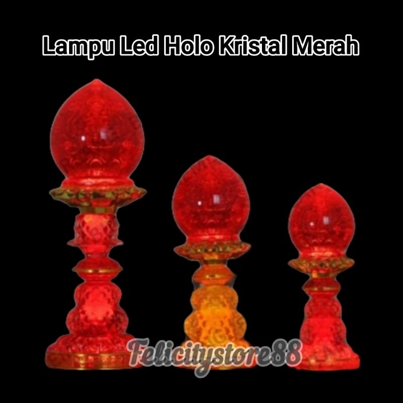 Lampu Led Holo Kristal Merah lampu led sembahyang holo merah