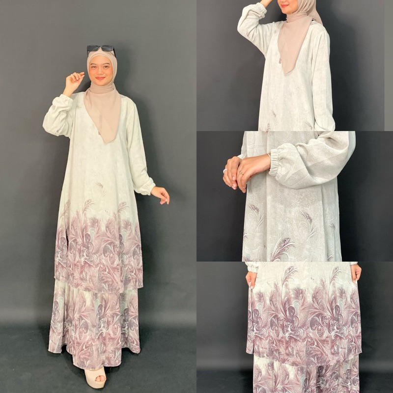 SHANUM SALUR MOTIF ATAS BAWAH GAMIS PREMIUM CERUTI FULL PURING