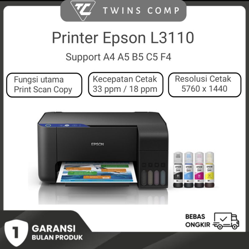 Printer Epson L3110 Print Scan Copy | Tinta Baru nozzle full