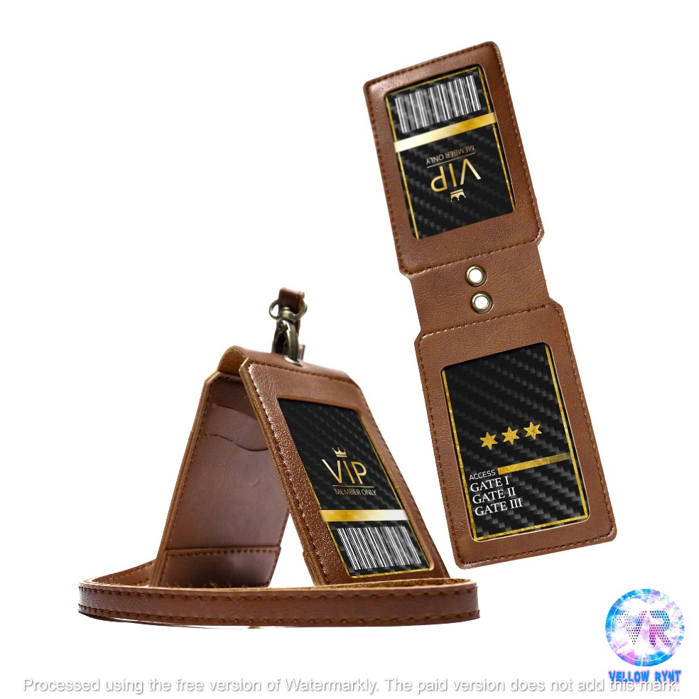 

Super Bahan Lanyard Kulit 2 MIKA PU Leather ID Card Holder 2 MIKA Magnet Multifungsi NEW