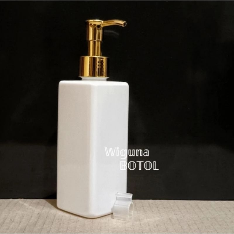 Botol Pump 250ml Kotak Putih Tutup Pump Clip Oil / Botol Pet 250ml Kotak Putih
