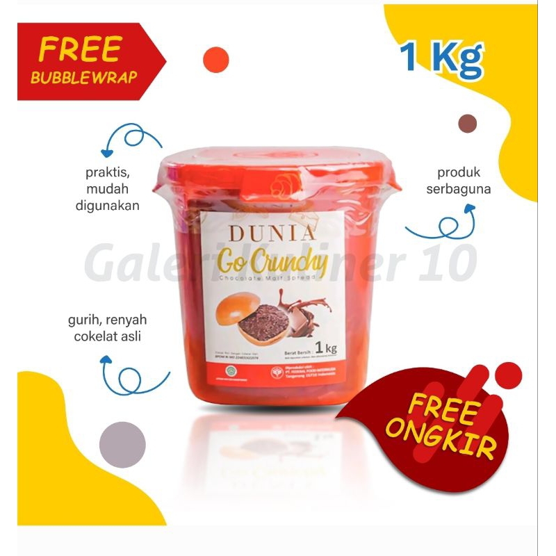 

Dunia Go Crunchy 1kg / Selai Roti Bakar / Toping Roti / Selai Roti / Selai Coklat / Olesan Roti
