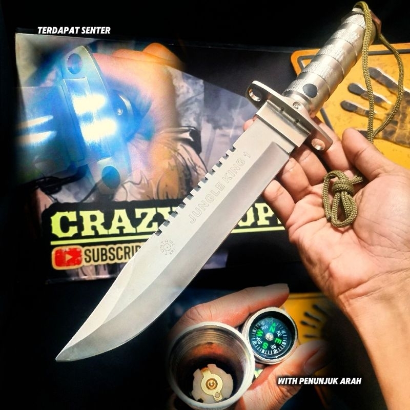 pisau survival aitor junggle king 1 with flash Light / Pisau Survival / Survival Kit