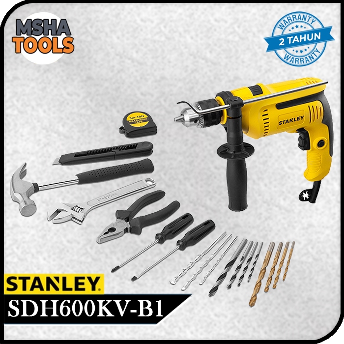 Stanley Bor Impact Listrik + Aksesories 600Watt 13mm Stanley SDH600KV