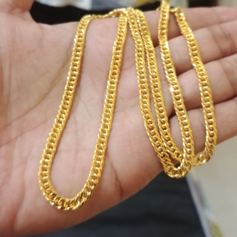 Kalung Borsalino Rantai Plintir Lapis Emas Kuning