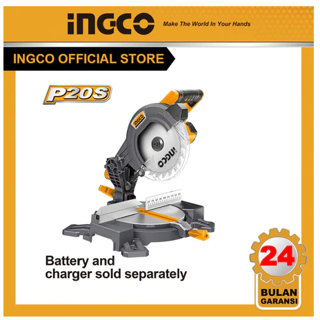 MITRE MITER SAW CORDLESS 20V POTONG KAYU ALUMINIUM INGCO CMS2001