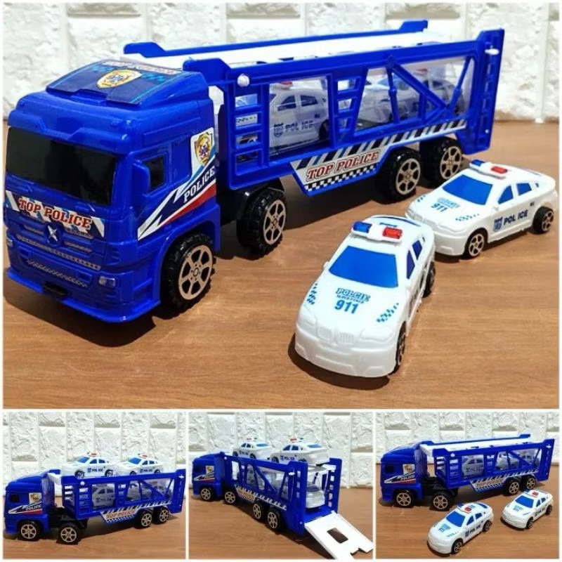 Mainan Mobil Truk Hauler Polisi - Miniatur Mobilan Towing Police Anak Laki Cowok