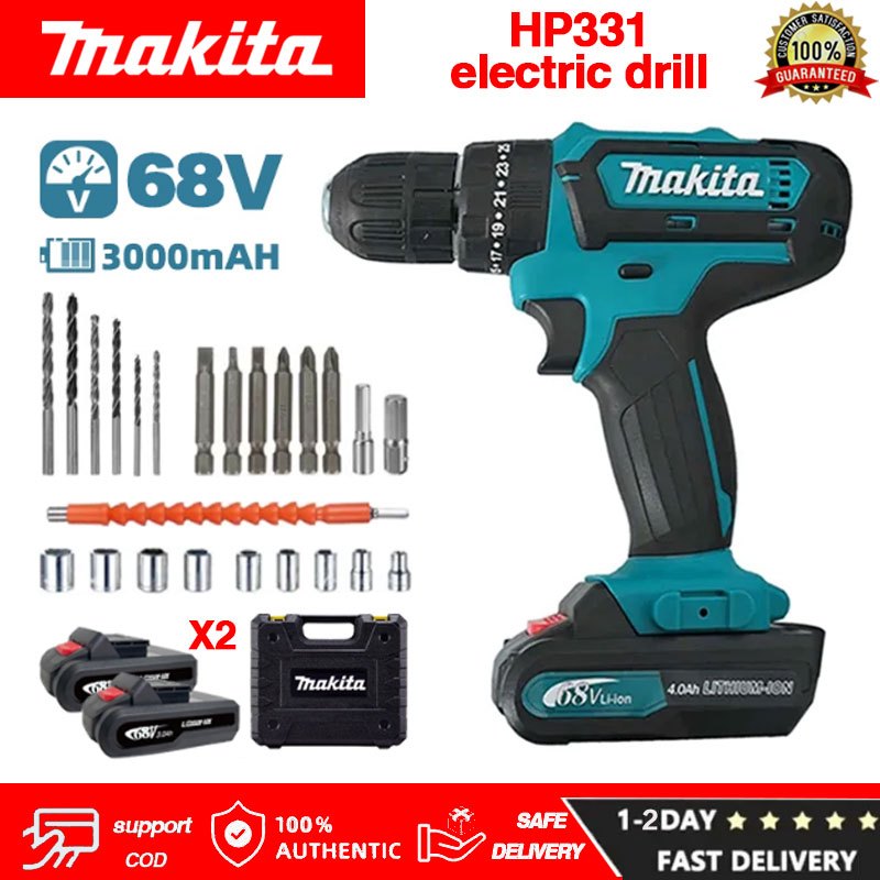 Bor Tanpa Kabel Makita HP331 Bor Tangan Bor Impact Alat Bor Obeng Elektrik