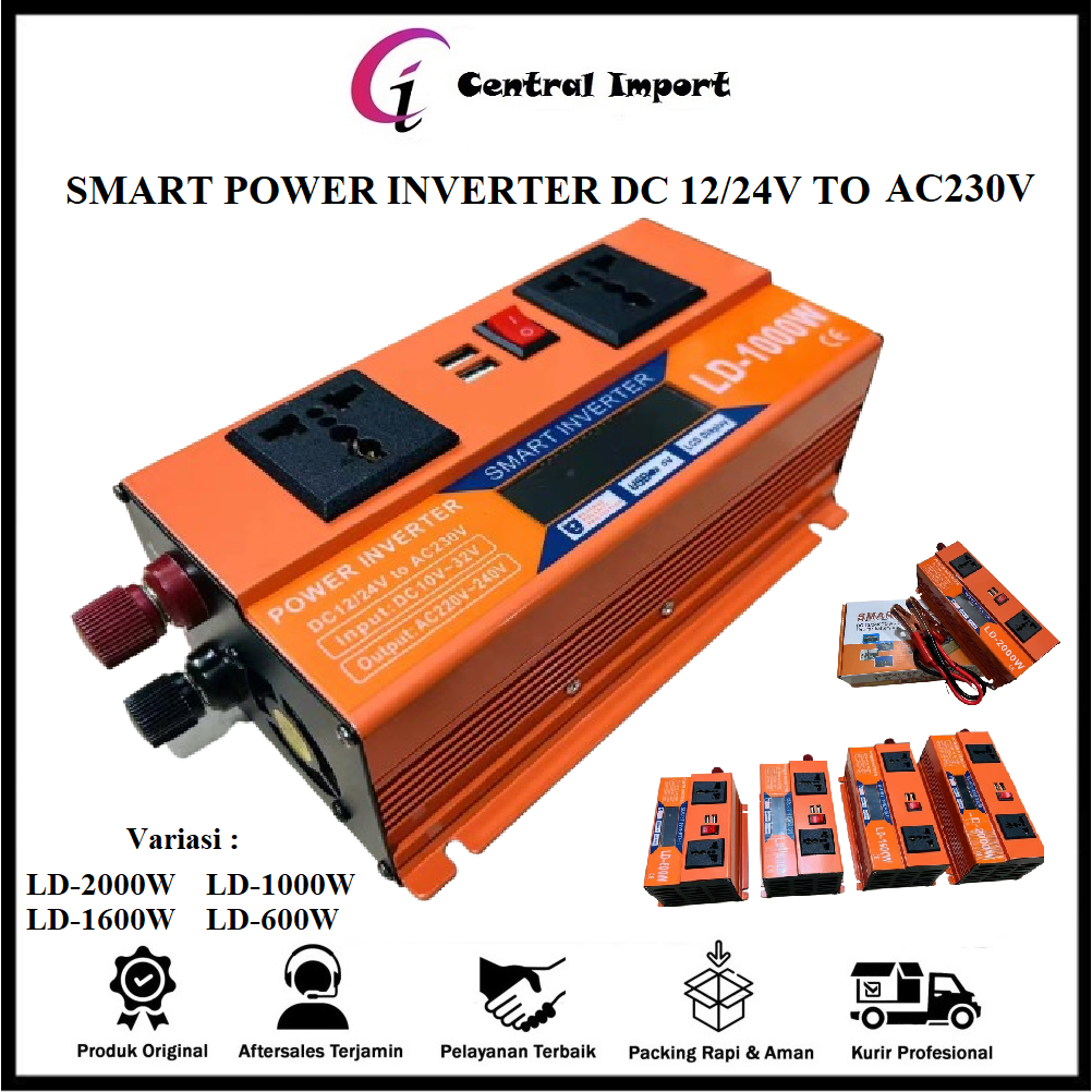 Power Inverter DC 12/24V To AC 230V - Smart Inverter Tenaga Surya Battery Solar - Power Inverter DC 