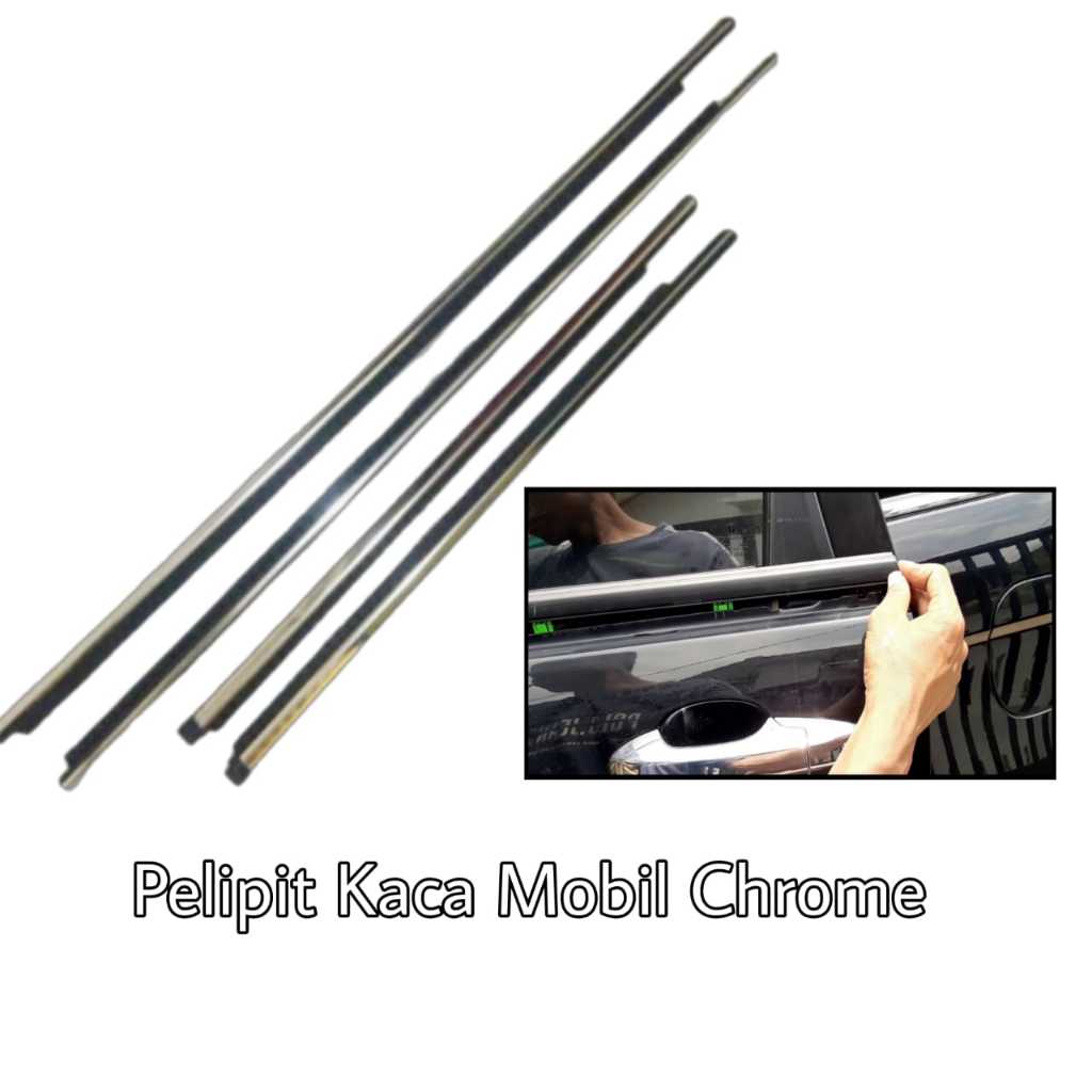 (RIAU IMP) PELIPIT KACA MOBIL Pelipit kaca luar mobil / Weather Strip CHROME