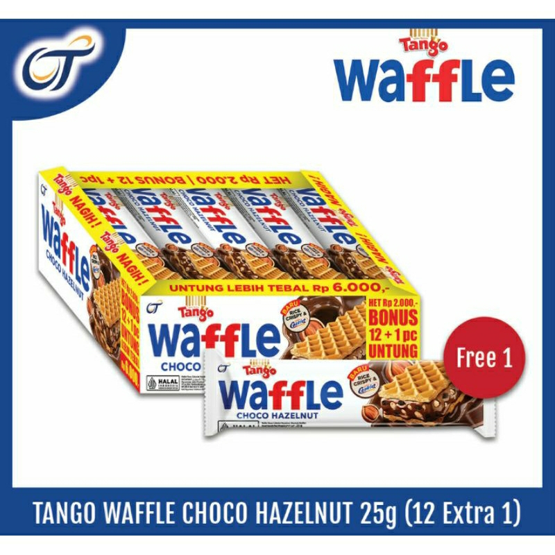 

Tango Waffle Choco Hazelnut 1 box isi 12pc + 1 pc @25g