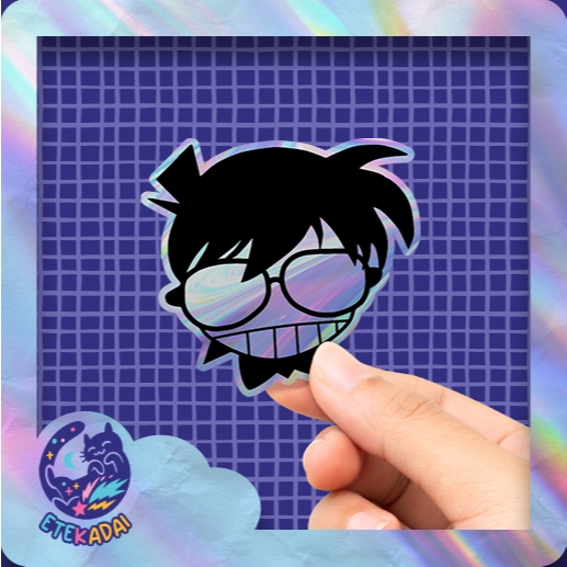 

Stiker Hologram Anime Detective Conan Head Black White