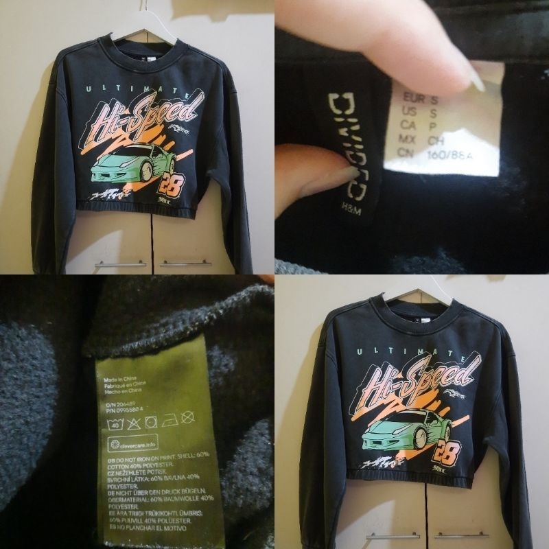 preloved crop sweater washed hi-speed h*m