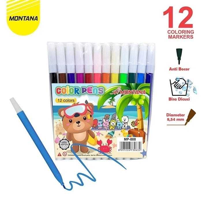 

Veiso_Spidol 12W 888 MONTANA/Spidol Warna Color Marker / Pensil Warna 12 Warna