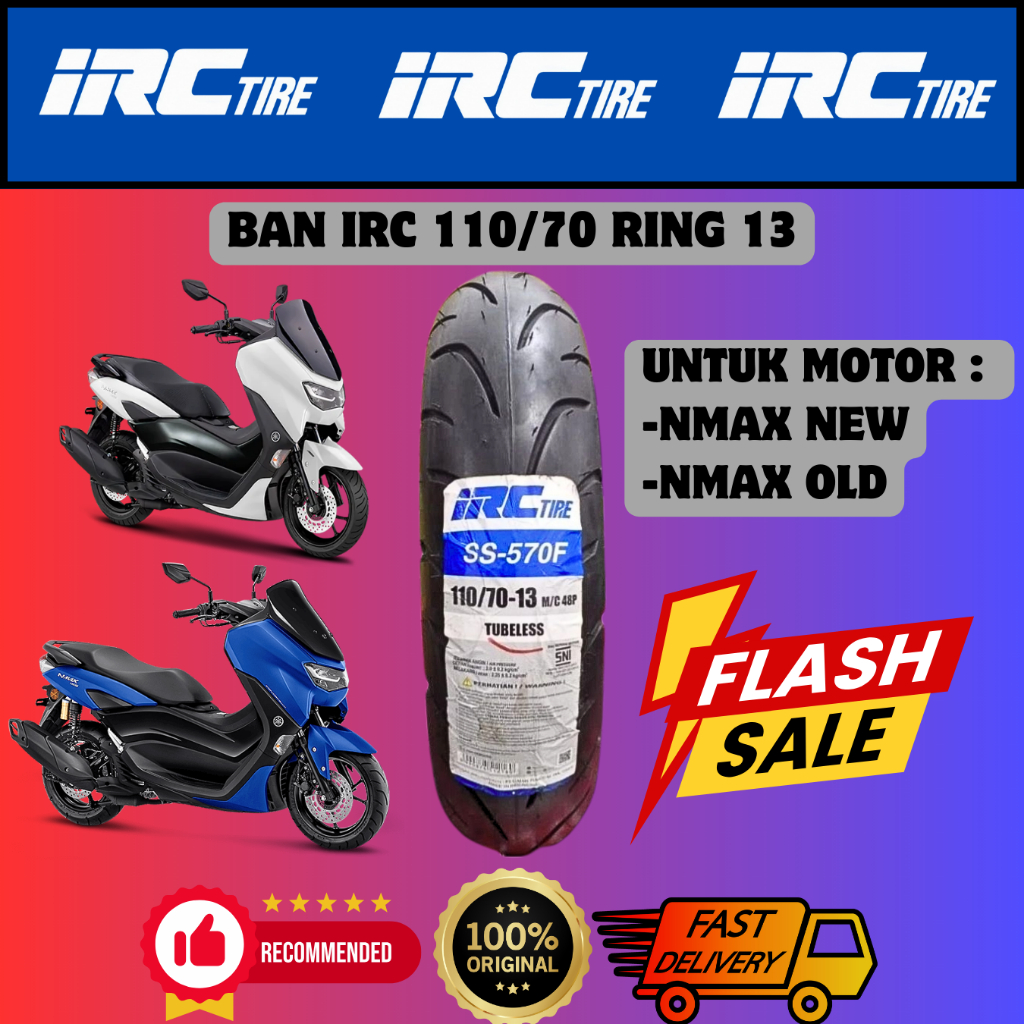 Ban IRC 110/70 13 Depan Motor Yamaha NMAX NEW NMAX OLD Tubeless ORI Free Pentil