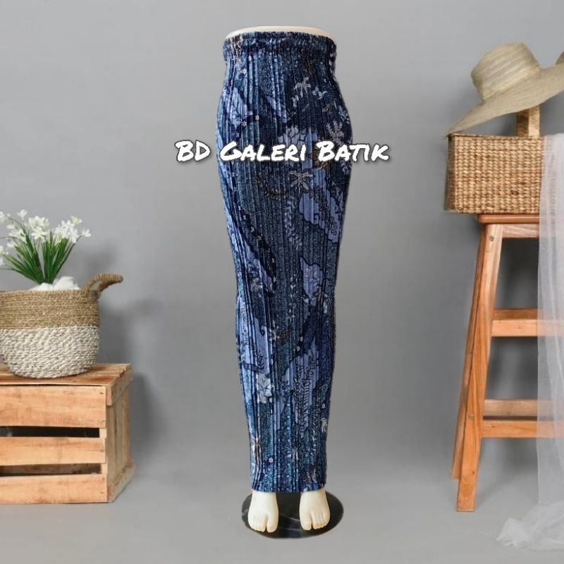 Rok Plisket Batik Pasai Biru / Rok Batik Motif Terbaru Termewah / Rok Kebaya / Rok Wisuda