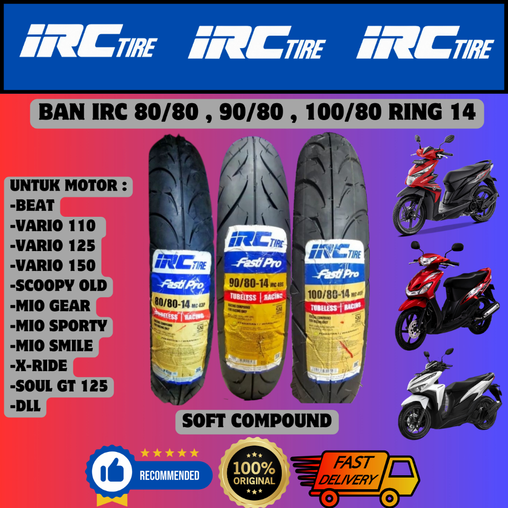 BAN TUBLES IRC FASTI PRO Soft Compound Ring 14 ( 80/80 , 90/80 , 100/80 ) ORIGINAL