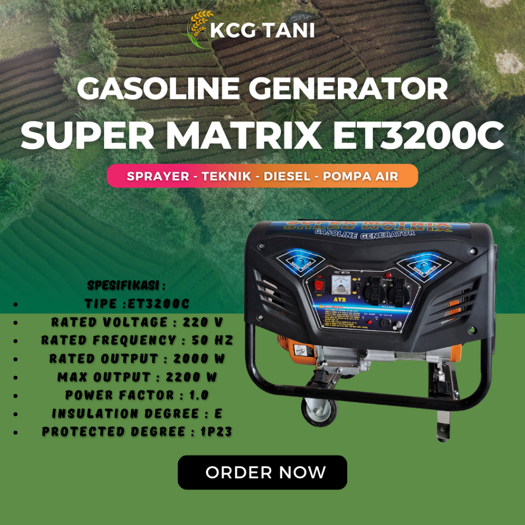 GENSET SUPER MATRIX ET 3200 C 5,5HP/GENERATOR/MESIN GENSET/MESIN GENERATOR KCG TANI