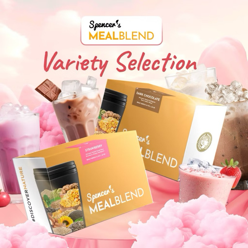 

(BONUS GIFT!) PAKET 4 BOX SPENCER’S MEAL BLEND SPENCER MEALBLEND MATCHA SUPER GREEN MEAL REPLACEMENT PENGGANTI SARAPAN RENDAH KALORI ALMOND MILK CHIA PEA MULTIGRAIN HALAL BPOMET