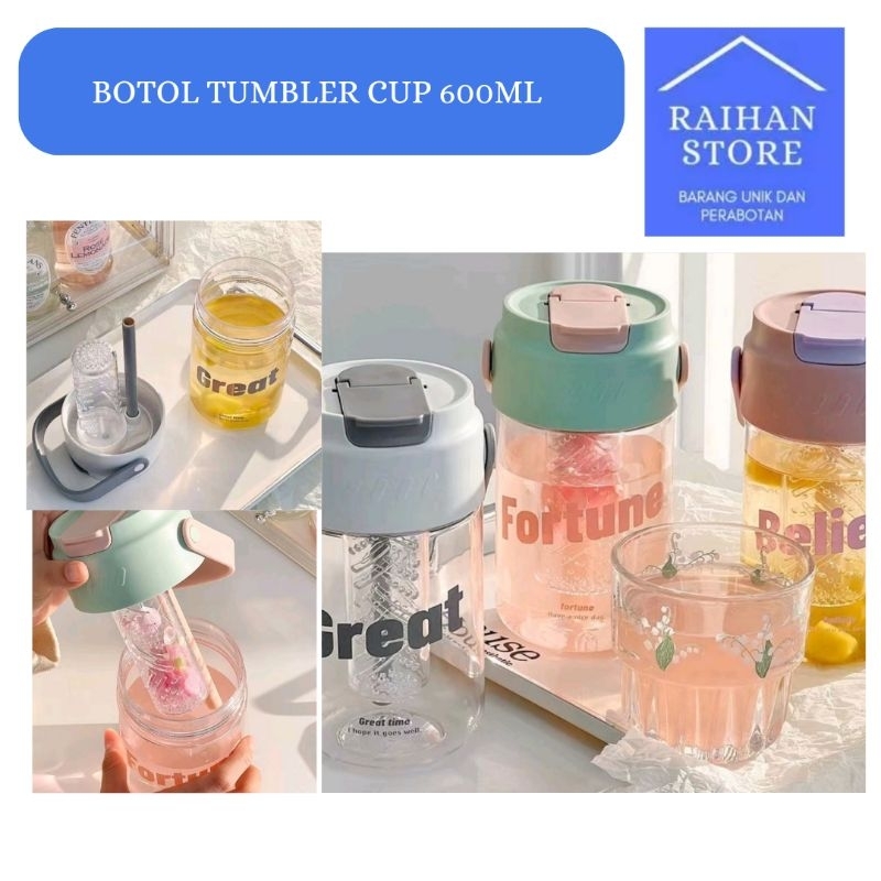 Sedotan Gelas Tumbler Aesthetic 600ml Gelas Minum Kaca Gelas Susu / Botol Minum / Gelas Jus / Gelas 