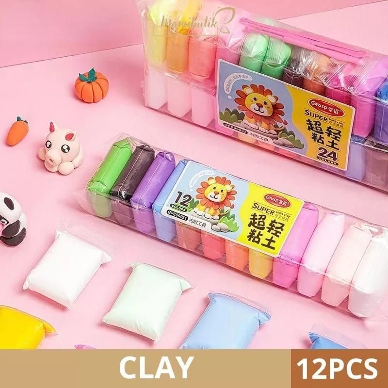 CLAY MAINAN ANAK/CLAY MAINAN ANAK EDUKASI/CLAY ISI 12 PCS/CLAY POLYMER