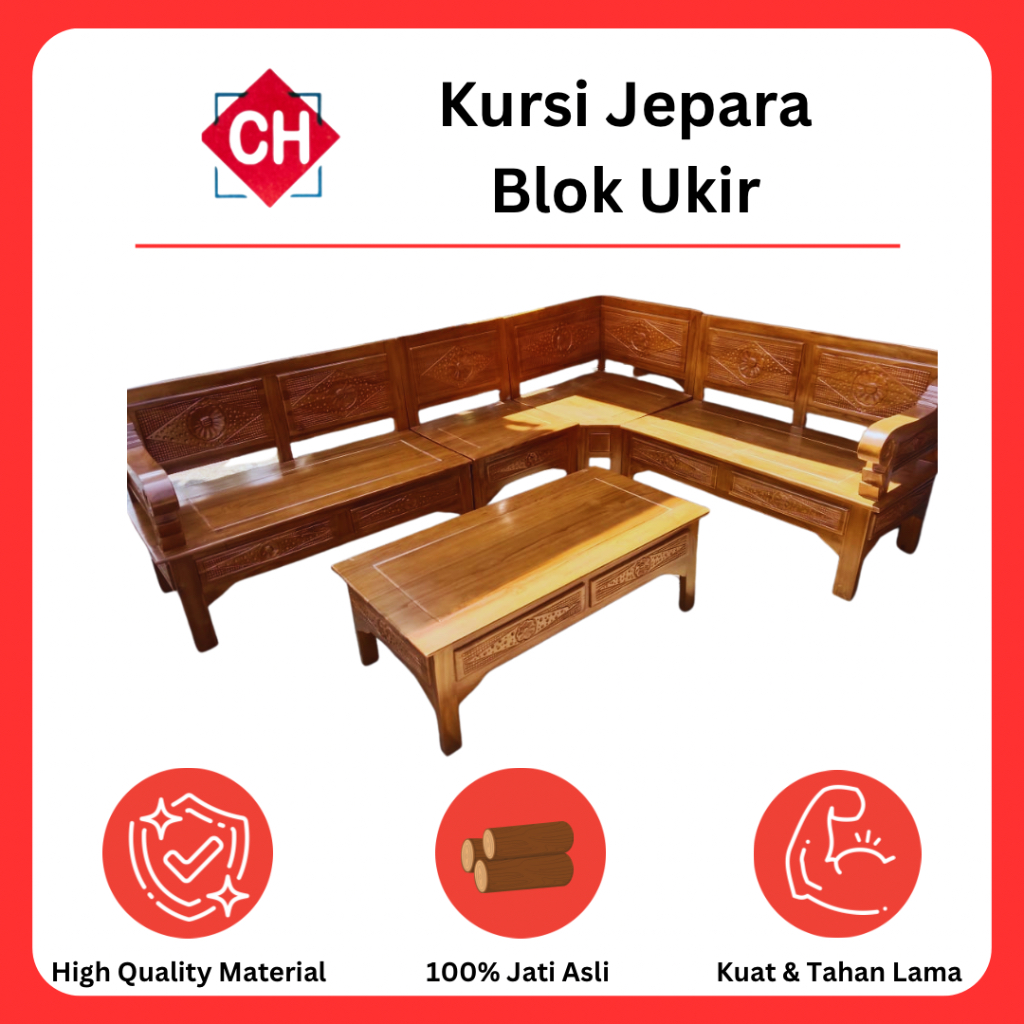 Kursi Ruang Tamu Jepara Blok Ukir Kursi Teras Jati Jepara Asli
