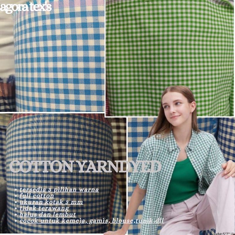 kain katun motif - kain katun motif kotak kotak - kain katun yarndyed motif kotak - cotton yarndyed 