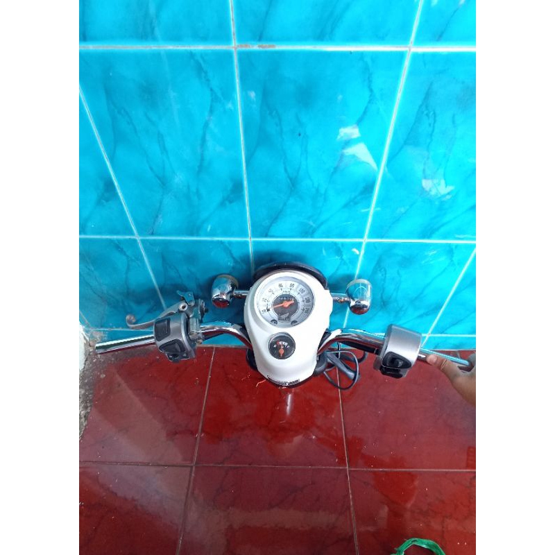 Stang Stir Fullset Honda Scoopy Karbu Fullset Sepidometer + Sein Kanan Kiri Original Copotan